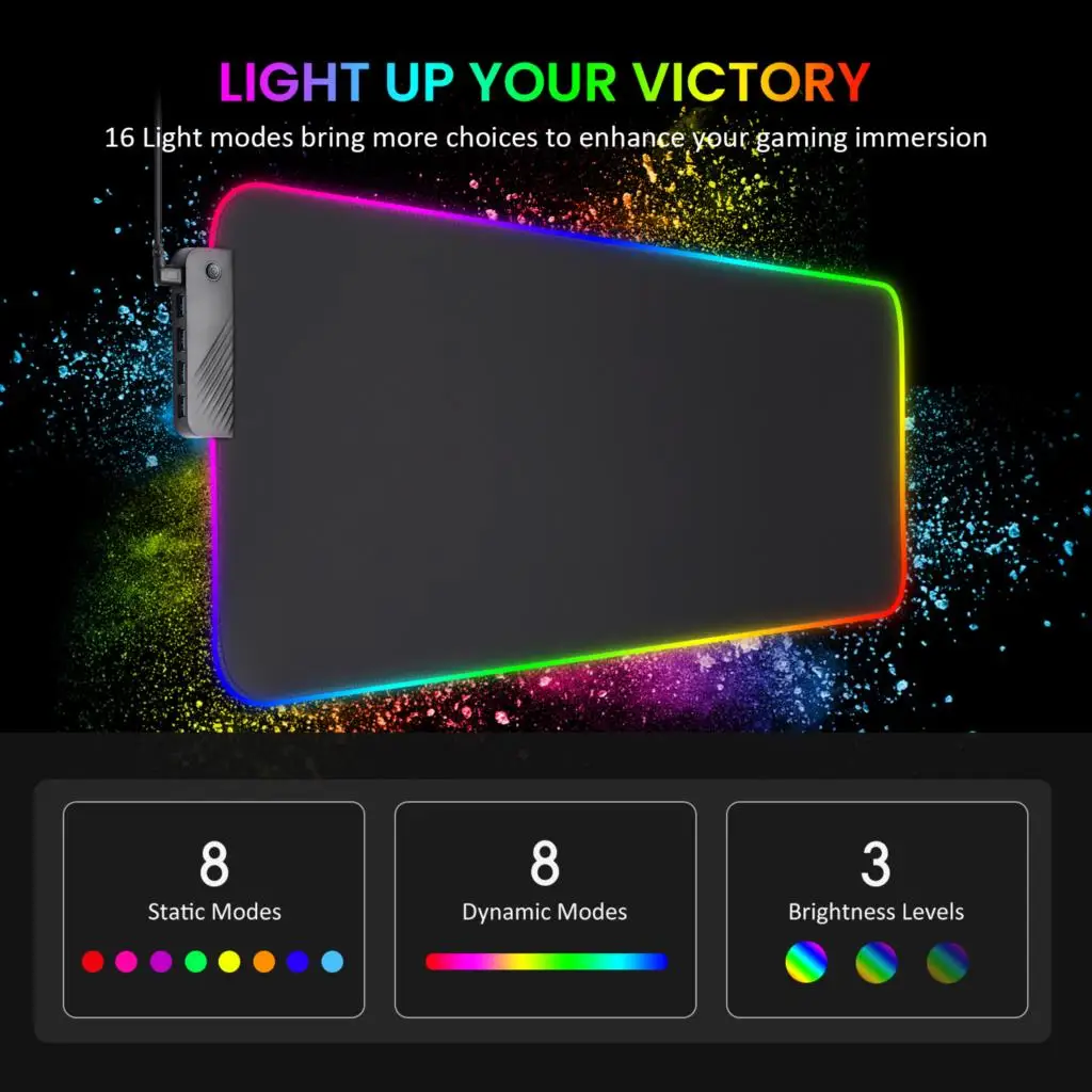 Ashley Furman systematisk munching RGB Soft Large Gaming Mouse Pad Oversize Glowing Led 4 USB Hub Extended  Mousepad Non-Slip Rubber Base Computer Keyboard Pad Mat