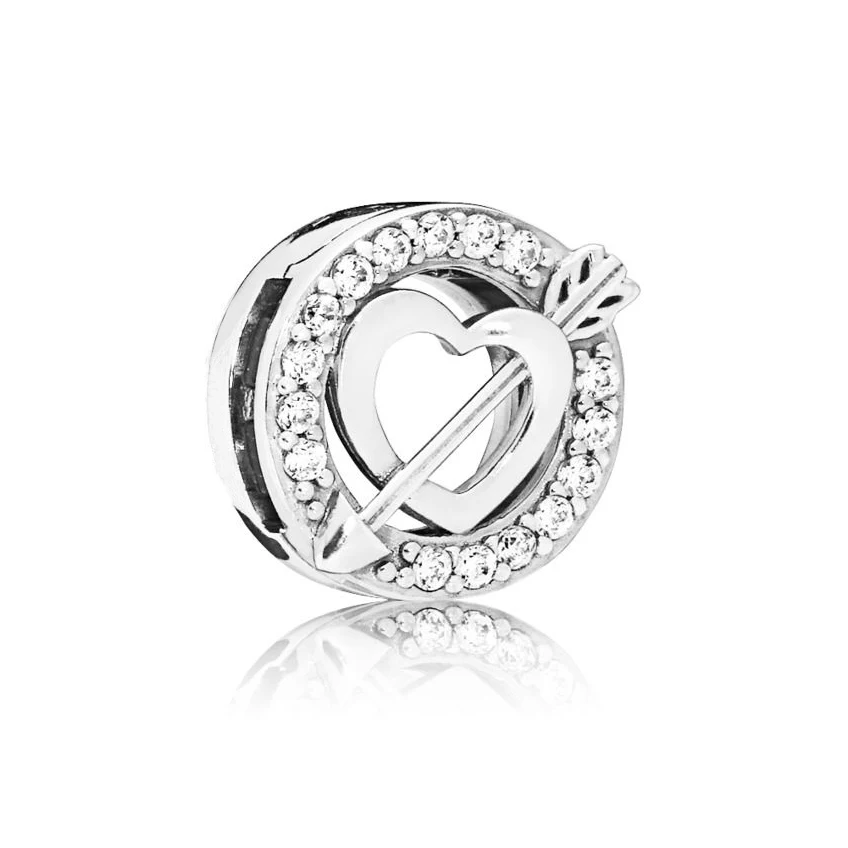 Nuovo 925 Sterling Silver Tree of Life & Heart and Arrow Clip Charm Fit pandora Reflexions bracciale Heart Clip Charm gioielli fai da te