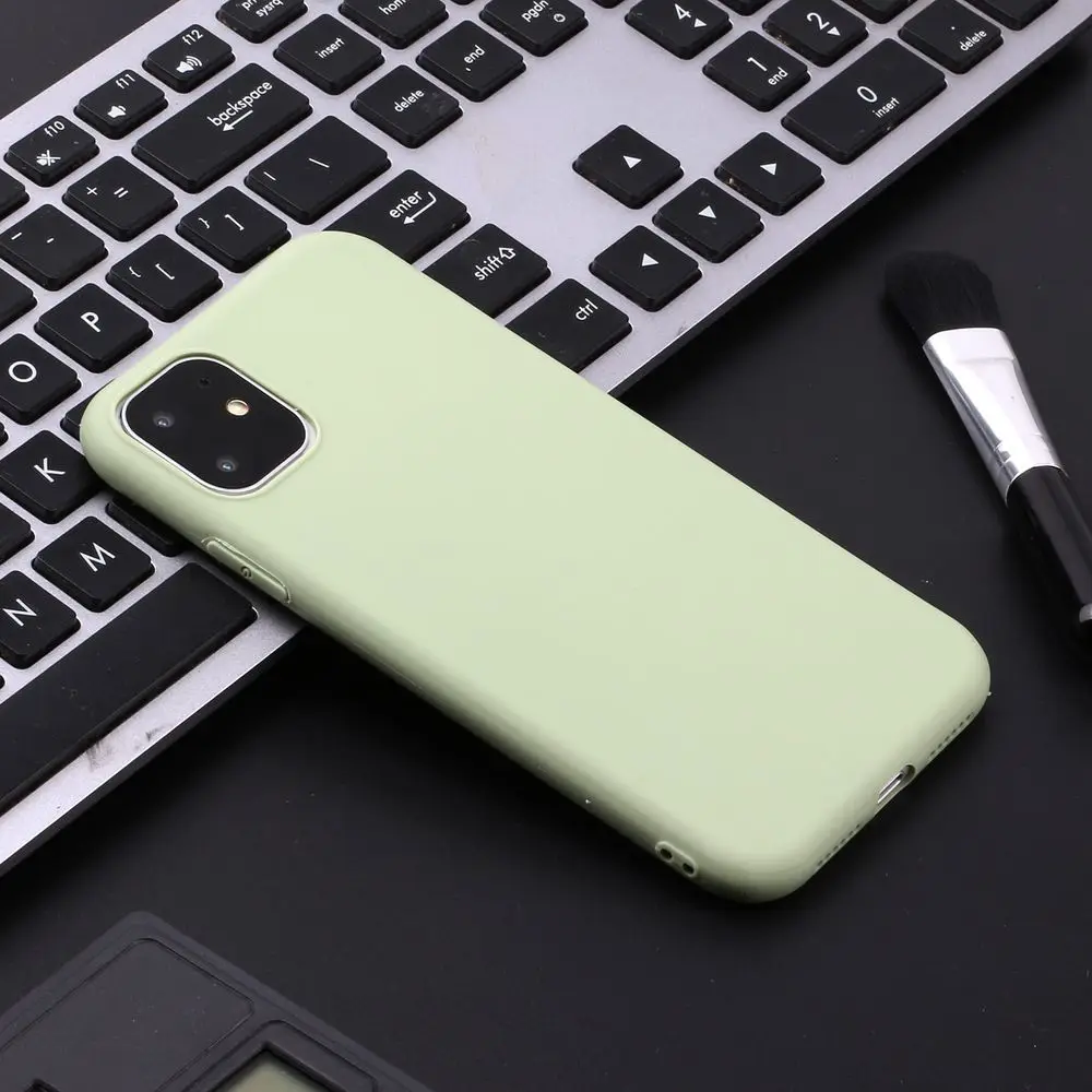 Green Sunjolly Скраб чехол для телефона для iPhone 11 Pro Max Мягкий ТПУ силиконовый розовый тонкий чехол для iPhone XS MAX XR X 8/7 Plus 6 S/6 Plus - Цвет: Green