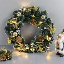 DIY Рождественский венок, светодиодный светильник на батарейках, гирлянда для передней двери, подвесные гирлянды, праздничные украшения для дома, украшения для рождественской елки