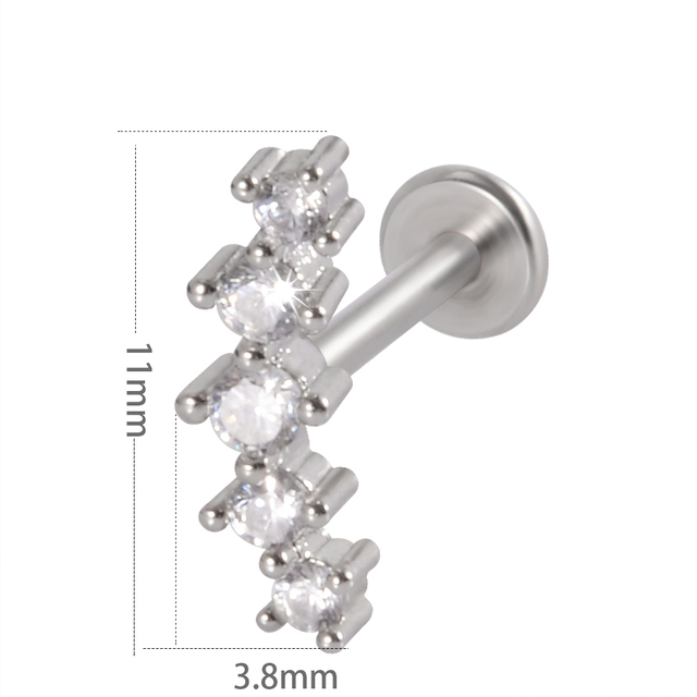 Leaf  Heart Lip Labret Stud Piercing Flat CZ Gem Flower Ear Tragus Cartilage Helix Stud Conch Lobe Earring Body Jewelry