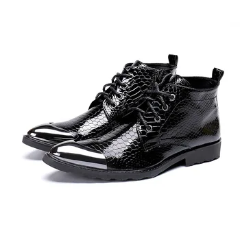 

Men's Shoes New Men's High Top Shoes Men's Short Boots Cow Leather Zip Scarpe Uomo Pointed Toe Ankle Genuine Leather Rubber Rome