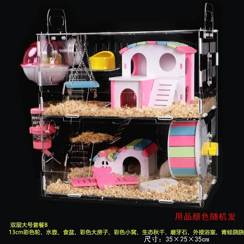 Multi-Layer Hamster Cage Transparent Acrylic House with Accessorie for Guinea Pig Small Animals Sleeping and Playing | Дом и сад