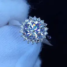 Kkmall Store круглое серебряное кольцо Moissanite 1.00ct D VVS роскошное кольцо Moissanite серьги-гвоздики Moissanite серебряное кольцо 925