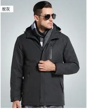 Мужские и женские зимние толстые хлопковые куртки с USB подогревом, водонепроницаемая ветровка для походов, скалолазания, лыжного спорта - Цвет: Men gray