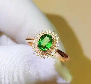 

Z610 Tsavorite Ring Fine Jewelry 18 K Gold Natural Unheat 1.02ct Tsavorite Gemstones Diamonds Female Wedding Rings