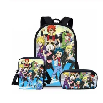 

Hot Sale Beyblade Burst Game 3Pcs Set Printed Man Large Backpack Orthopedic Schoolbags Beyblade Burst Game School Bag Gifts