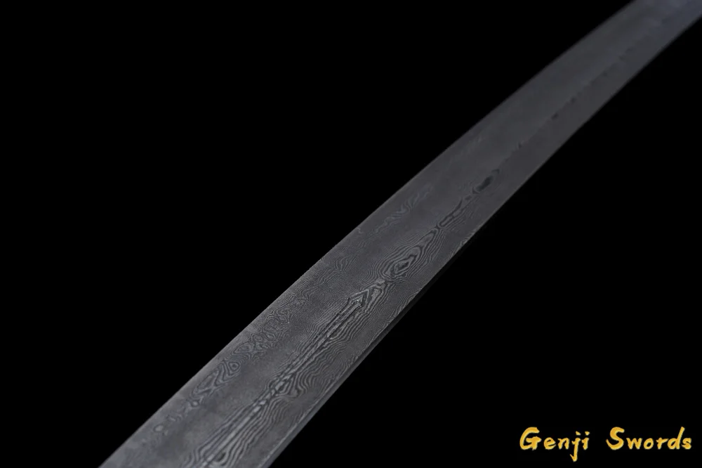 Ancient Handmade Katana Japanese Samurai Straight Sword Sharp Edge Damascus Folded Steel Antique Blade by Yongli Sword