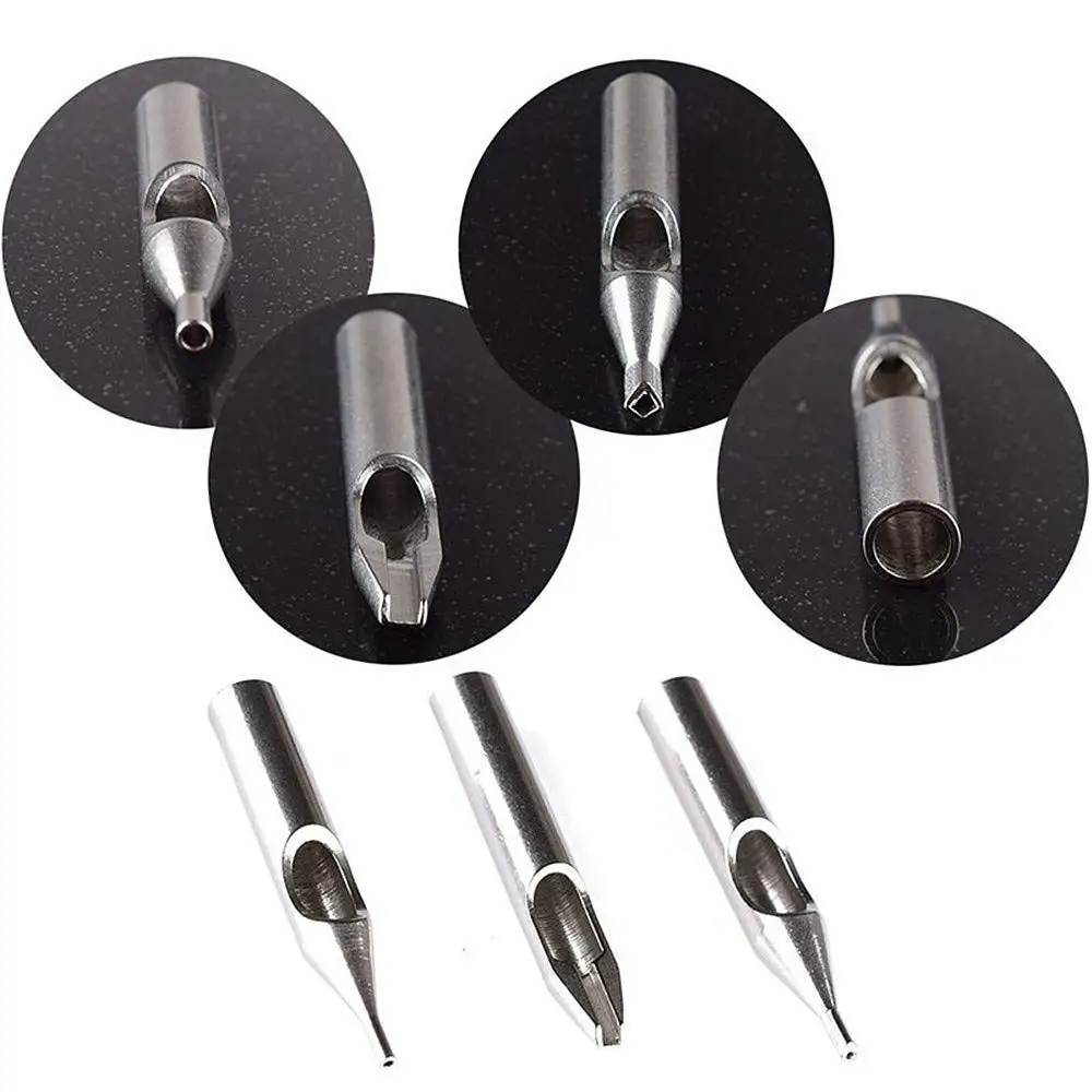 Disposable Tattoo Tips 22/11pcs Stainless Steel Tattoo Tips Set Mixed RT FT DT Round Flat Diamond Assorted Types Tattoo Tip Tube Kit for Machine