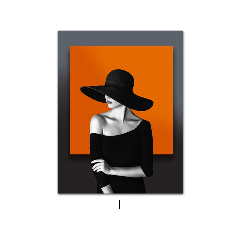 Affiche femme au chapeau style boho minimaliste - Artcamia