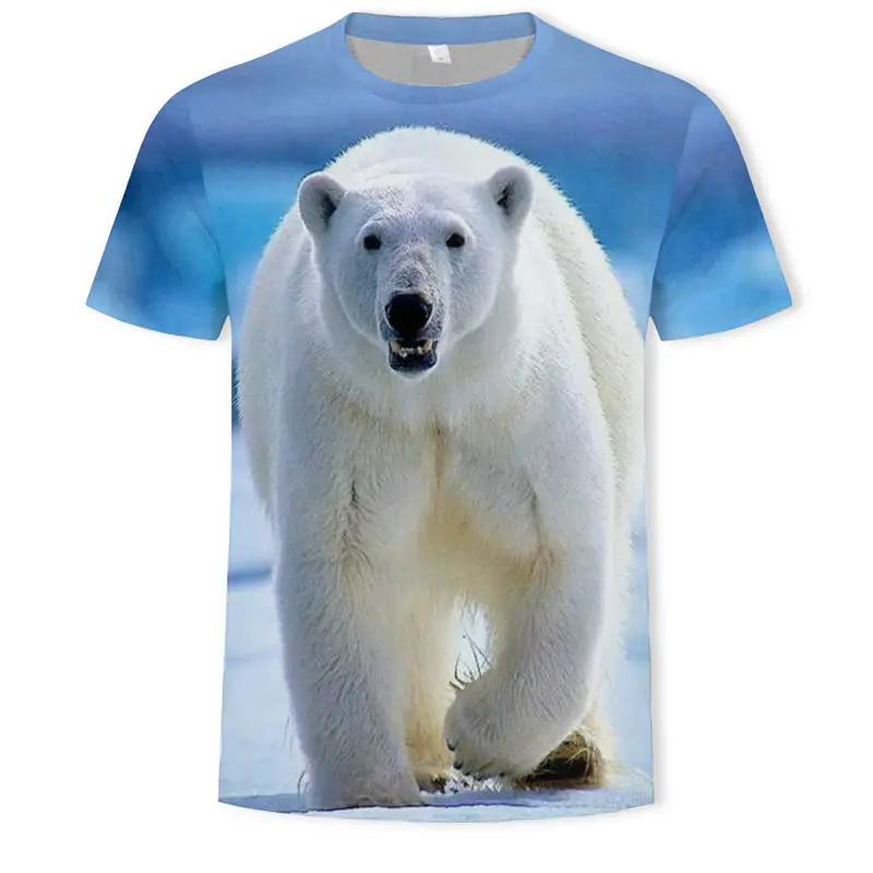 

3D T-shirt Fashion Summer Men Polar Bear Print Forest Design Short Sleeve Cool Tee Shirts Tops Plus Size Clothes
