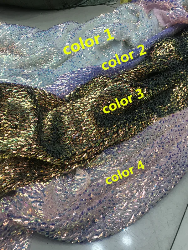 

High Quality African Nigerian Tulle Lace Fabric Embroidery L-2186843 sequins French Dress