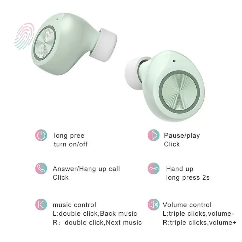 TW60 TWS USB беспроводной Bluetooth 5,0 123db 32Ω 20-20 кГц 400 мАч стерео гарнитура сенсорное управление спортивные наушники ABS+ PC портативный