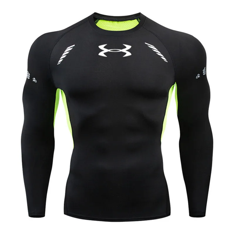 

3D Quick Dry Rashgard Running Shirt Men Long Sleeve Compression Shirt Gym T Shirt Fitness Top Sport Shirt Men Soccer Jersey