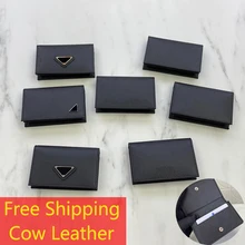 New Top Designer High Quality Men's Coin Purse Leather Business Card Case Cross Grain Cowhide Credit Card Case Short Flap Wallet