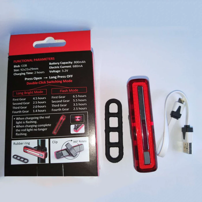 Bicyle Rear LED Light USB Rechargeble Taillights Highlight COB Mountain Bike Aluminum Lamp Helmet Lights