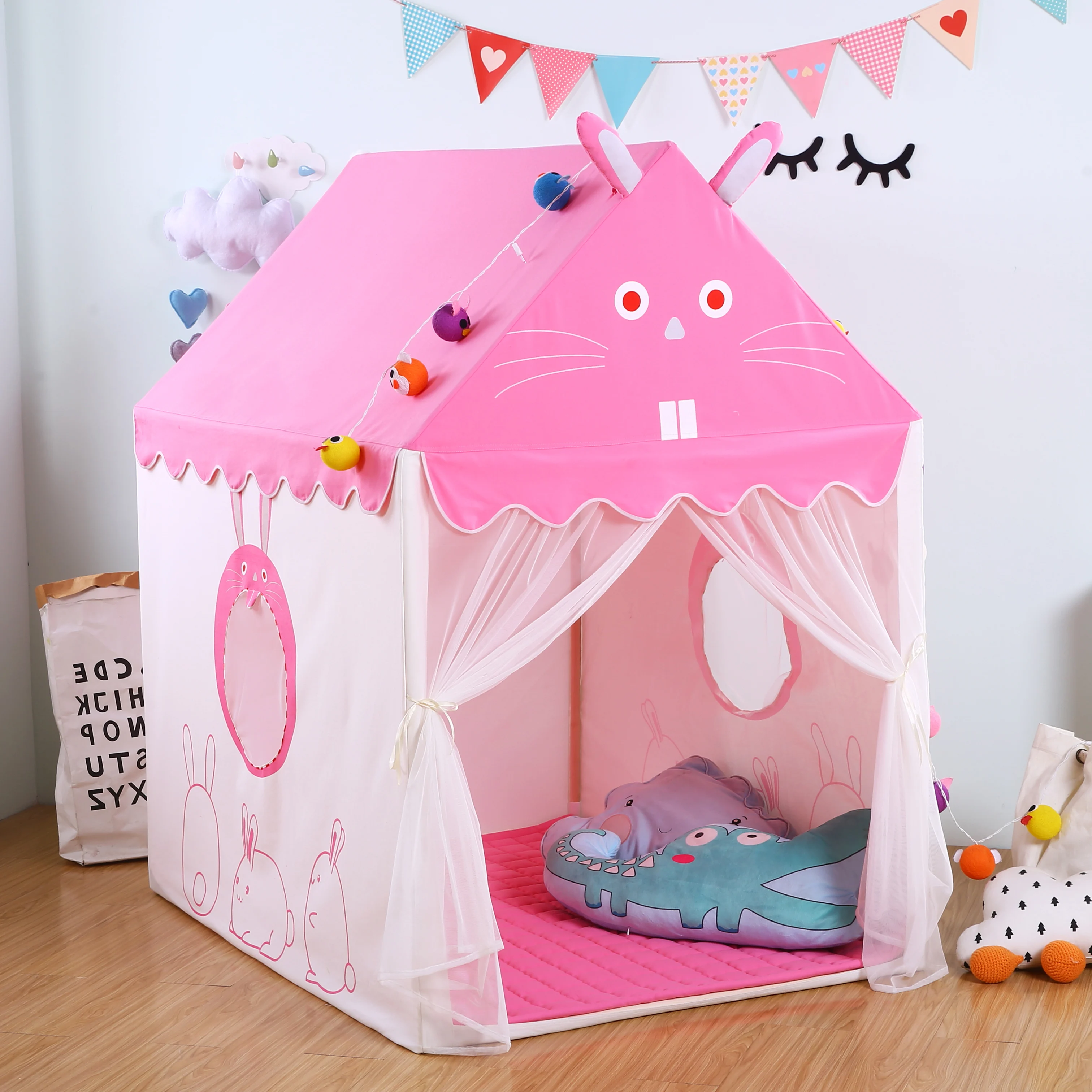 Portable Play Kids Tent Animal Giraffe Rabbit Dinosaur Tiger tent Children Indoor Outdoor Ocean Ball game tent Castle Room House 2