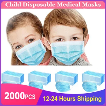 

Kids Disposable Medical Mask Blue Children Surgical Face Mouth Masks 3 Layer Ply Filter Unisex Breathing Earloops Cover In Stock