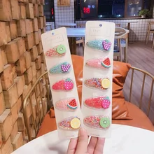 Симпатичная повязка на голову для девочек; детская заколка-фрукт; головной убор в Корейском стиле; Прозрачный зыбучий песок; BB заколка; аксессуары для волос принцессы