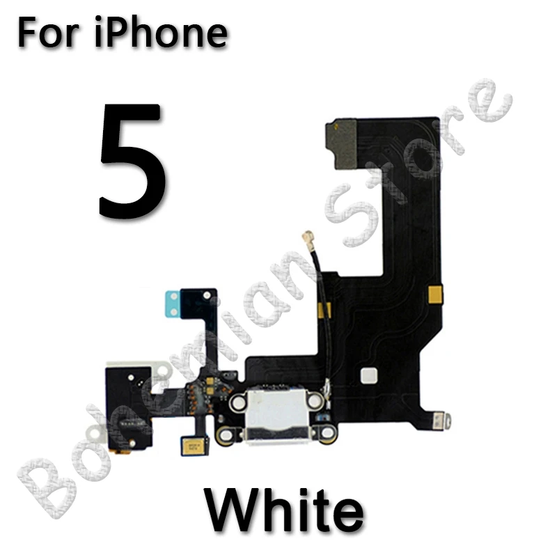 USB зарядное устройство Порт док-станция гибкий кабель для iPhone 6S 6 Plus 5 5S SE док-станция зарядный разъем с микрофоном Мобильный телефон Flex - Цвет: For iPhone 5 White