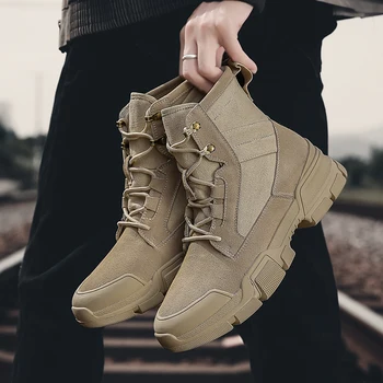 

Outdoor Winter Autumn Men Boots Fashion Retro Lace-up Work Boots Warm Non-slip Snow Boots Big Size 39-47 Male Winter Shoes