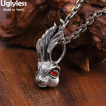 

Uglyless Creative Bunny Jewelry Sets for Women Thai Silver Rabbits Earrings Pendants Necklaces NO Chains Garnet Animals Jewelry