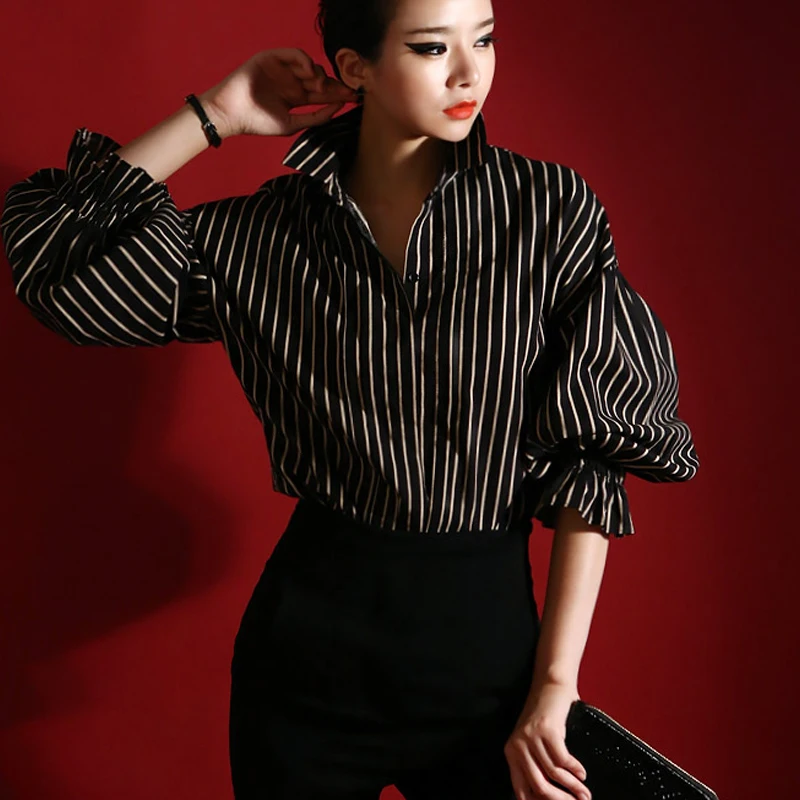 Осенняя Новая международная рубашка fei han edition, куртка, показ, модный Джокер, тонкие полосатые рубашки с длинными рукавами