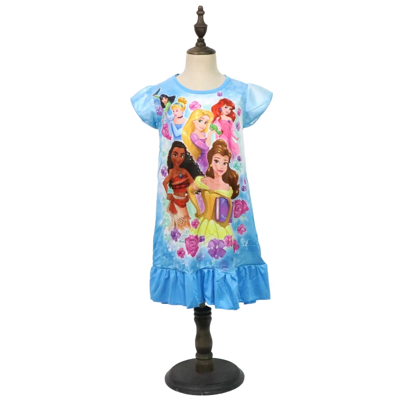 Disney Princess Girl Dress Rapunzel Summer Clothing Kids Clothes Children's Pajamas Birthday Casual Costume Belle Ariel Aurora baby girl doll skirt Dresses