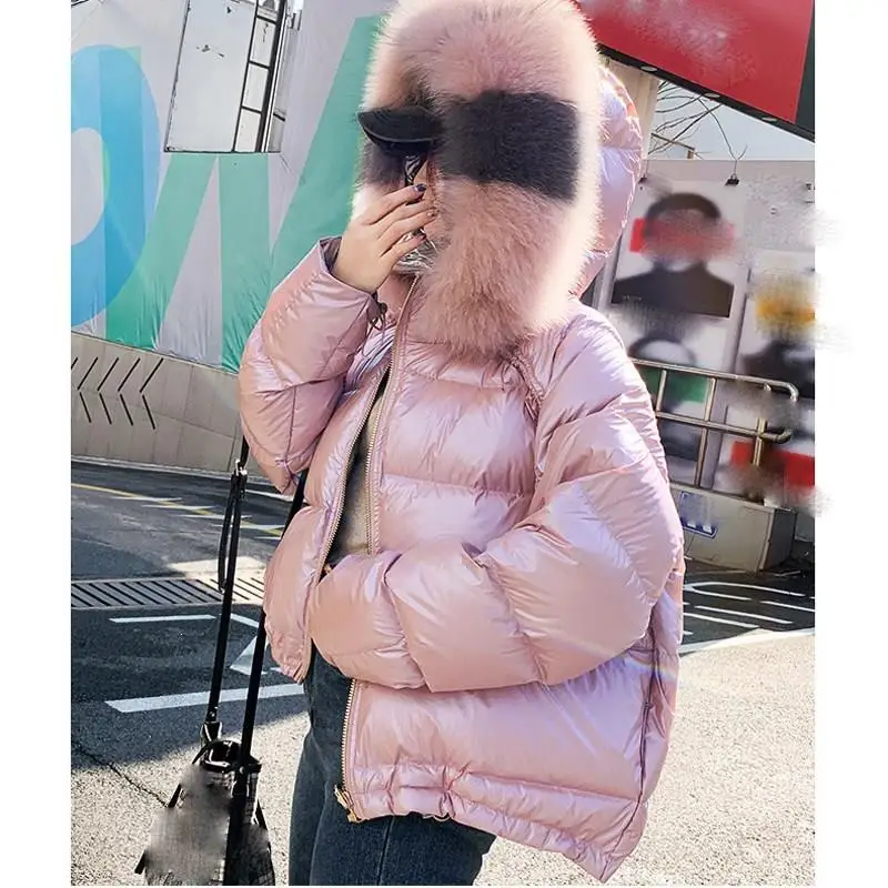 Пальто с натуральным мехом, Воротник из натурального Лисьего меха,, зимняя куртка, женская короткая пуховая стеганая куртка, толстая теплая пуховая стеганая парка