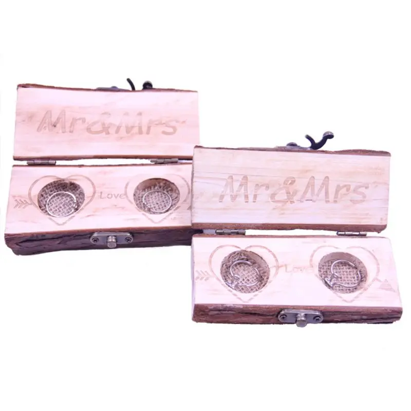 

Vintage Wood Wedding Ring Box Carving Romantic Ring Display Box Ring Bearer Case Jewelry Display