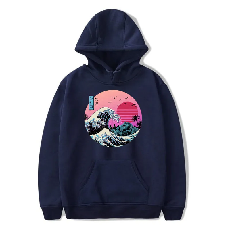 Унисекс повседневные Модные мужские толстовки Harajuku японский Vaporwave Забавный принт пара свободный свитер хип хоп Уличная толстовка с капюшоном