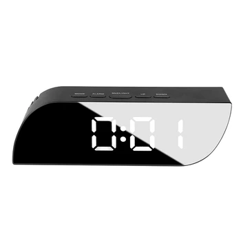 

New Digital Mirror Clock LED Alarm Clock Night Lights Battery Use Temperature Snooze Function Desk Clocks Table Clock Home Decor