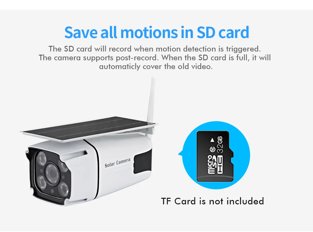 SDETER 1080P Solar Powered WIFI Camera IP Battery Wireless Security CCTV Camera Surveillance Outdoor Radar Motion Detection P2P