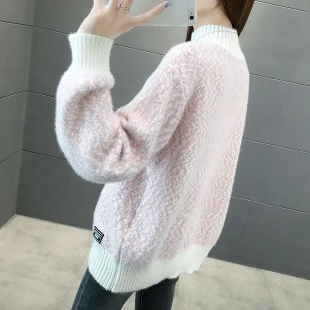Blusas De Inverno Feminina, пуловер, свитер, 9496 реальное изображение, нижняя этикетка, пряжа, Короткий воротник, вязанная вставка 54