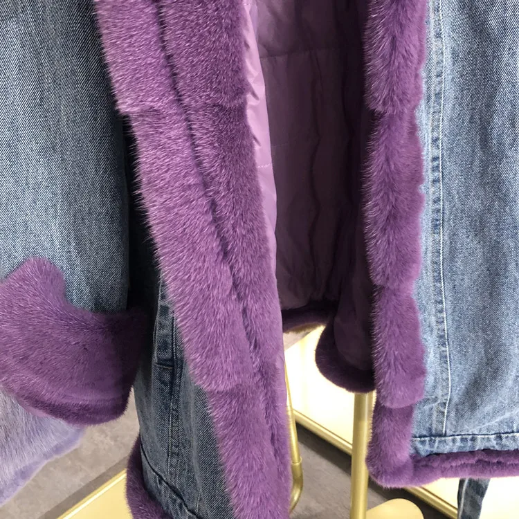 Женские пальто из меха норки,, Зимняя мода, натуральный мех норки, пуховик, внутренняя куртка, женская джинсовая верхняя одежда