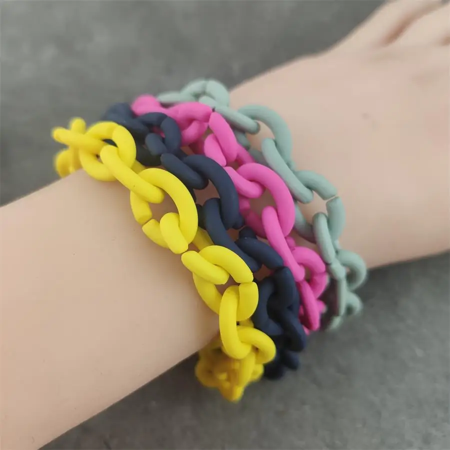 Amazon.com: Rainbow Color Acrylic Link Bracelet Assorted Colorful Resin  Chain Wrist Bangle for Women Girls Summer Holiday Beach Jewelry-E Yellow  Blue: Clothing, Shoes & Jewelry