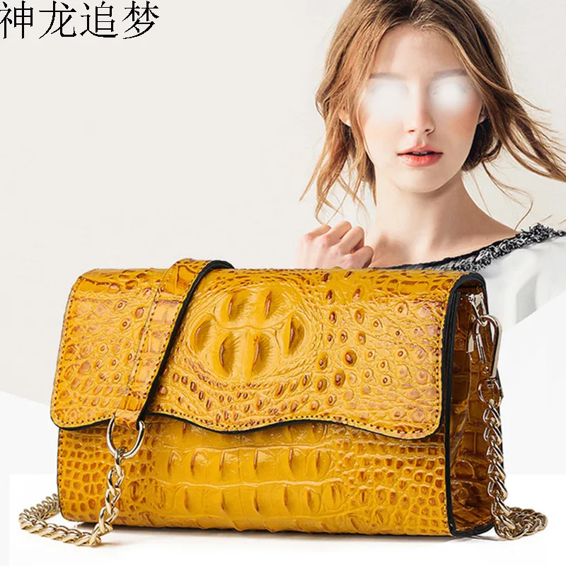 

European and American style trend new crocodile pattern bag female Messenger bag women chain square handbag shoulder bag