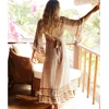TEELYNN MAXI boho floral print dress 2022 vintage rayon V-neck flare long sleeve women dresses beach bohemia loose dresses robe ► Photo 1/6