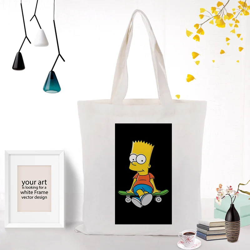 SIMPSON16 Холст сумка для покупок текст DIY Симпсон ежедневное использование пользовательский принт Логотип эко многоразовая утилизация - Цвет: SIMPSON16
