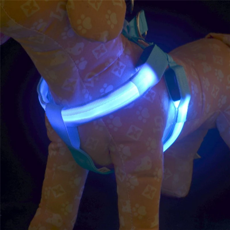Nylon Pet Safety LED Harness Dog Product Flashing Light Harness LED Dog Harness Leash Rope Belt Dog Collar Vest