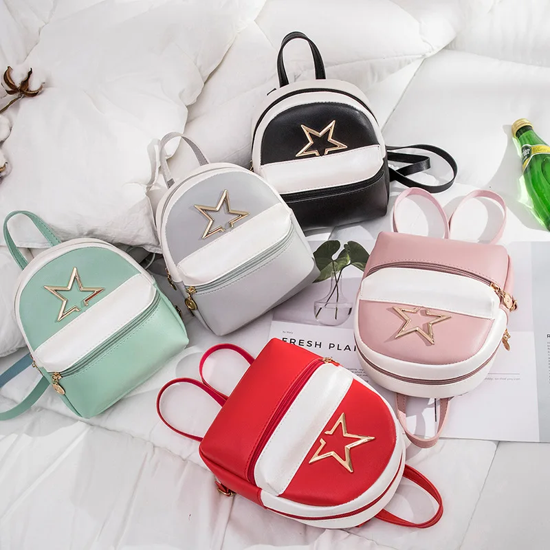 

Small Bookbag 2019 Autumn Korean-style New Style Contrast Color Shoulder WOMEN'S Bag Fashion Backpack