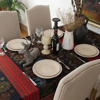 

Ethnic Elephant Cotton Tablet Perl Maya Impression Decorative Table Clothes Coffee House Personality.