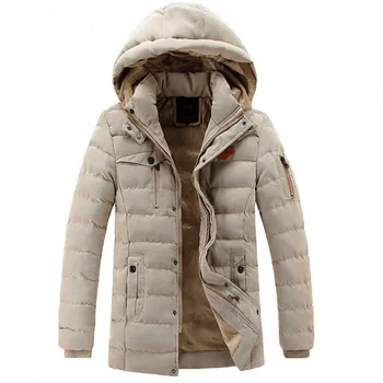 

New 2019 Men Jacket Parka Coats Winter Thicken Warm Windproof Jackets Casual Parkas Hooded Outwear Cotton-padded Khaki HX097