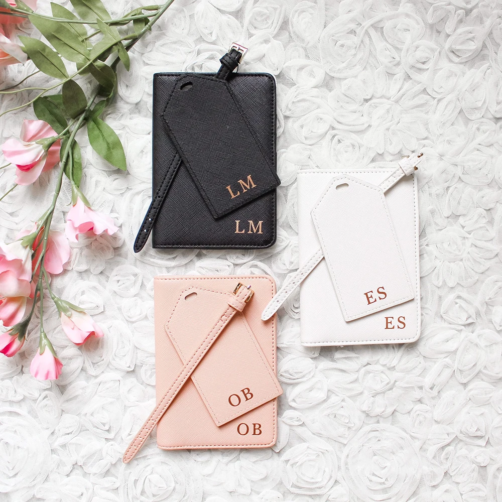 Personalised Passport Holder and Luggage Tag Travel Sets Leather