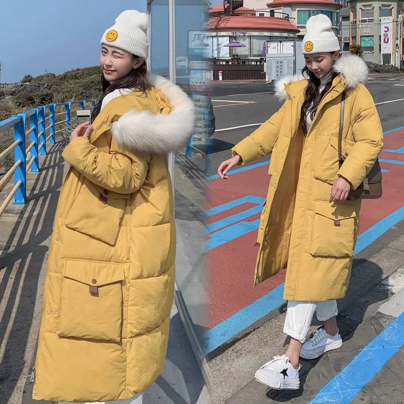 

INS Cotton-padded Clothes Women's Dongdaemun over-the-Knee off Season 2019 Korean-style CHIC down Jacket Cotton-padded Clothes S