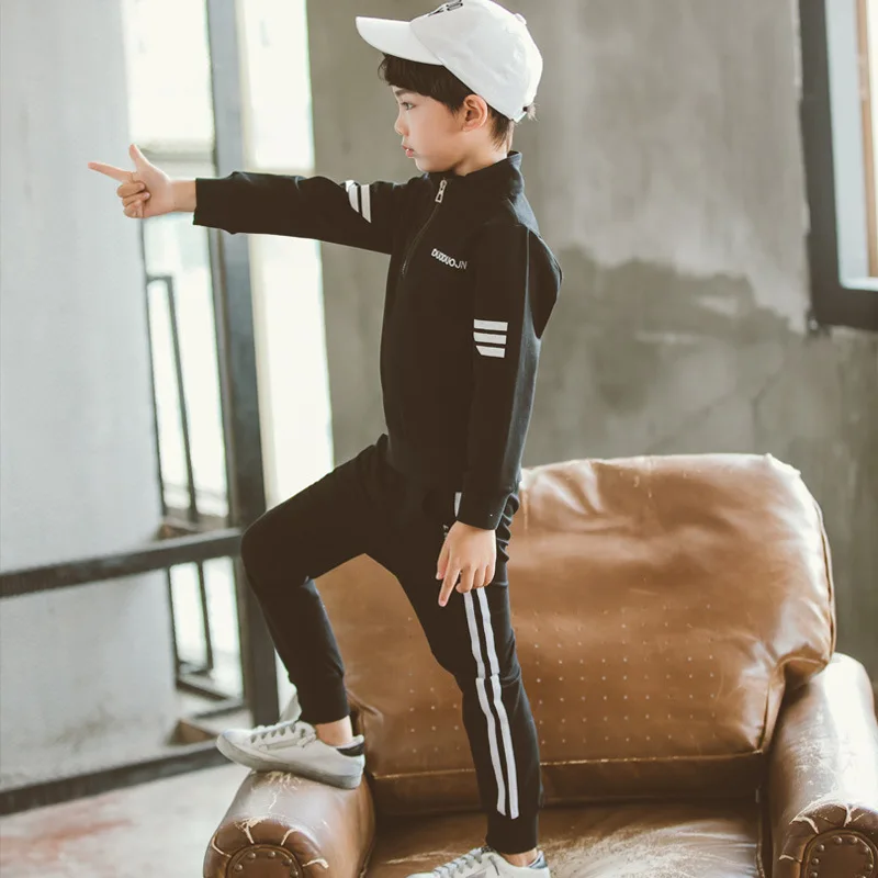 

2019 Autumn New Style BOY'S Big Boy Sports Set-Style Fashion-Style Webbing Pants Two-Piece Set Hoodie Suit