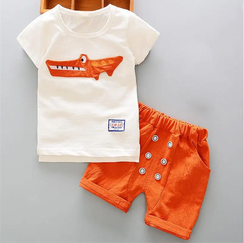 BibiCola, летняя одежда для маленьких мальчиков топы с рисунками для мальчиков, футболка штаны на подтяжках комплект из 2 предметов, одежда для маленьких мальчиков, спортивный костюм - Цвет: picture color