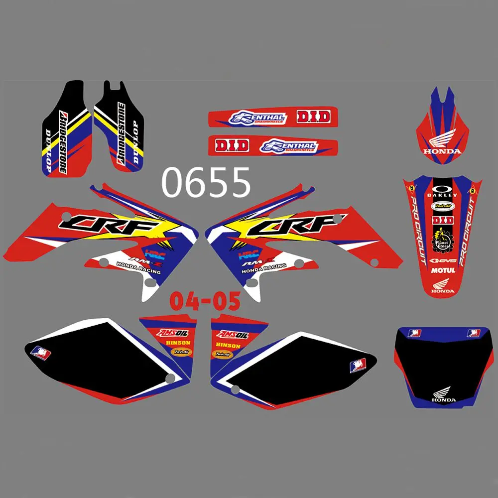 

New Full Graphics Decals Stickers Custom Number Name Glossy Bright Stickers Waterproof for HONDA CRF250 CRF250R 2004 2005