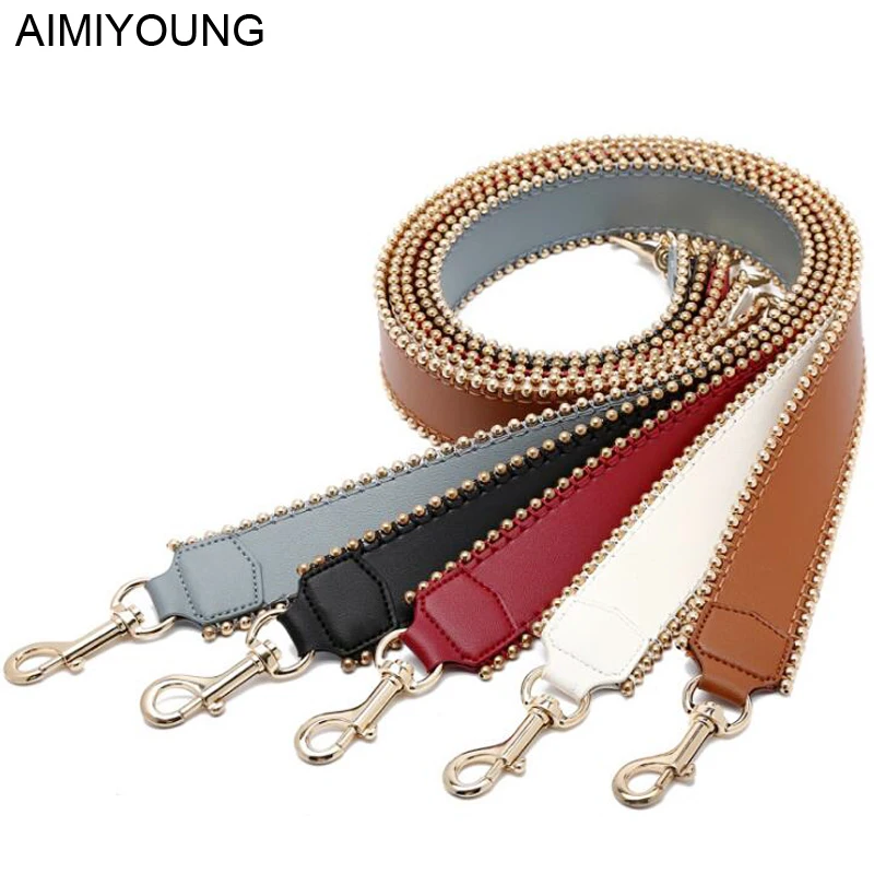 

AIMIYOUNG Rivet Bag Straps Handbag Pu Leather Belt Shoulder Bag Wide Strap Replacement Strap Accessory Bag Part Belt For Bags