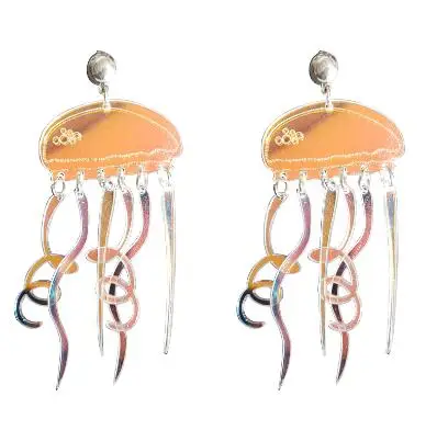 Креативные морские животные Омаров Краб Висячие серьги милые акриловые серьги жемчуг Осьминог Медузы Висячие серьги для женщин подарок для девочек - Окраска металла: jellyfish